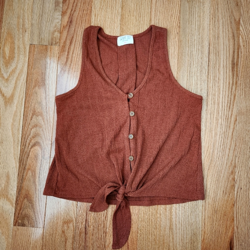 Tie front button detailed tank top size XS